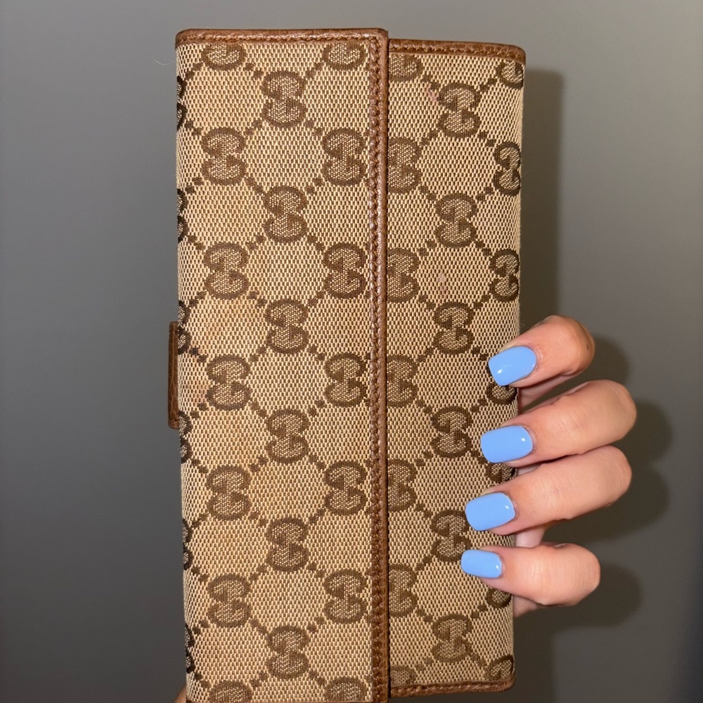 Gucci Tan and Brown Monogram Clutch